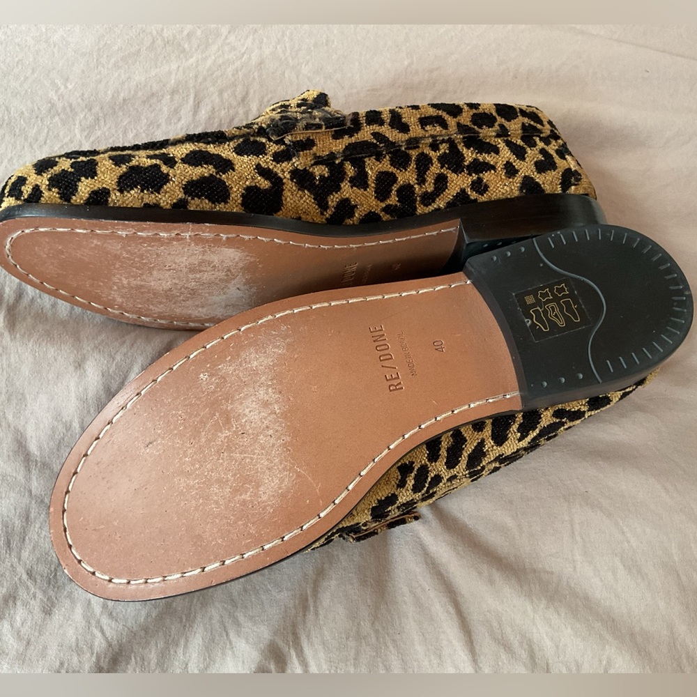 Re / Done LEOPARD Animal PRINT LOAFERS Leather Sole 40 (US Size 9.5 to 10) - Picture 8 of 9